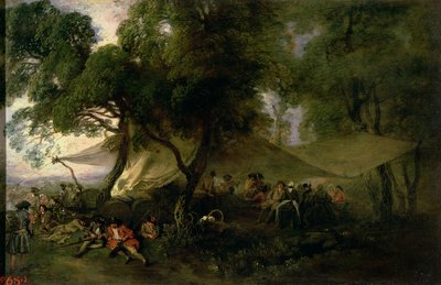 戦争からの休息、1712-15（銅に油彩） 作： Jean Antoine Watteau